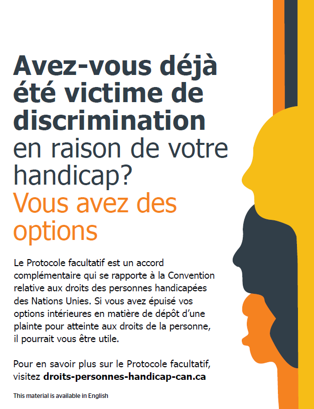 L'Image de la carte postale montrant les mots Avez-vous fait l'objet de discrimination en raison de votre handicap? Vous avez des options de TÉLÉCHARGEMENT FRANÇAIS
